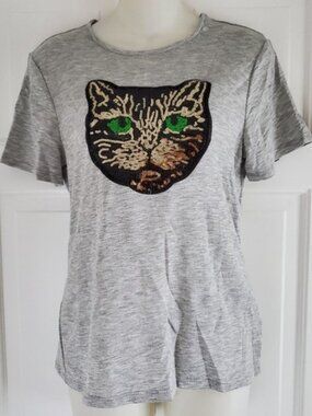 3 for $20 - New, $55, MELISSA MASSE Sequin Cat T-Shirt - Medium